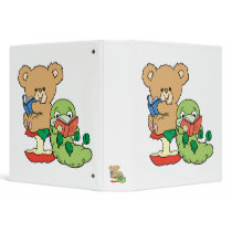 Cute Book Worm and Reading Bear Binder