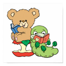 Cute Book Worm and Reading Bear posters