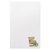 Cute Book Worm and Reading Bear Personalized Stationery