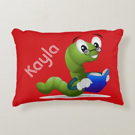 Cute Bookworm Animal Print Personalized Accent Pillow Zazzle
