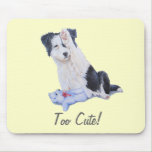 cute border collie puppy and teddy art mouse pad mousepads