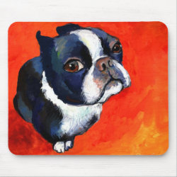 Cute Boston Terrier Painting Svetlana Novikova mousepad