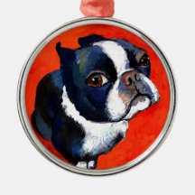 Cute Boston Terrier puppy dog gifts Ornaments