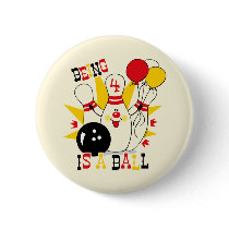 Cute Bowling Pin Birthday Button