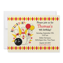 Cute Bowling Pin Birthday Invitation