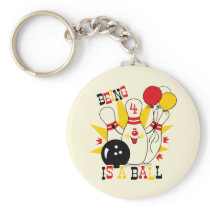 Cute Bowling Pin Birthday Keychain