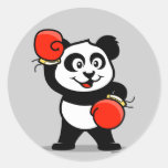 Cute Boxing Panda Round Sticker