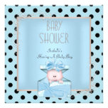 Cute Boy Baby Shower Blue White Black Custom Invitations