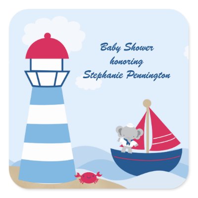 Cute  Baby Pics on Cute Boy Elephant Sailor Baby Shower Stickers From Zazzle Com