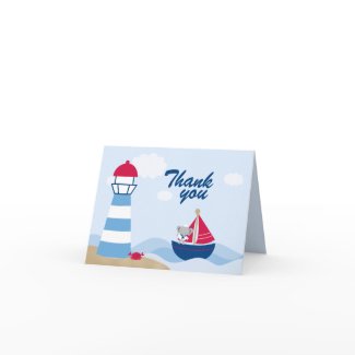Cute boy elephant sailor thank you folded card card