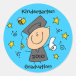 Cute Boy Grad Custom Round Stickers