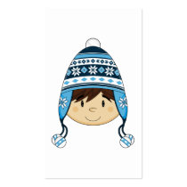 Cute Boy in Bobble Hat Bookmark Business Card Template