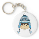 Cute Boy in Bobble Hat Keychain