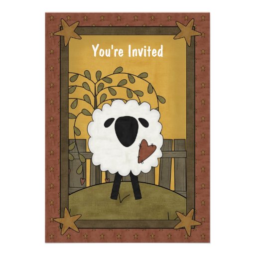 Cute Boy or Girl Lamb Sheep Baby Shower 5"x7" Custom Invites