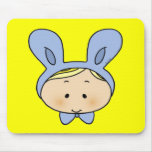 Cute boy with a bunny hat mousepad