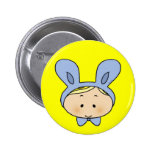 Cute boy with a bunny hat pinback button