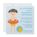 Cute boy's summer pool party birthday invitation invitation