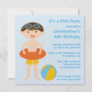Cute boy's summer pool party birthday invitation invitation