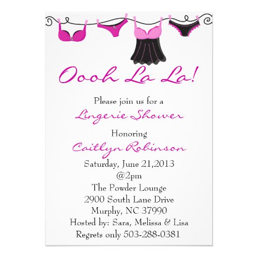 Cute Bra/Lingerie Bridal Shower Invitation