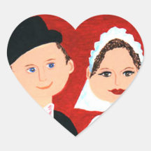 Cute Bride and Groom Wedding Heart Stickers