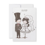Cute Bride and Groom Wedding RSVP Cards Invitation