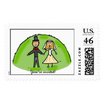 Cute bride and groom You're invited! stamp