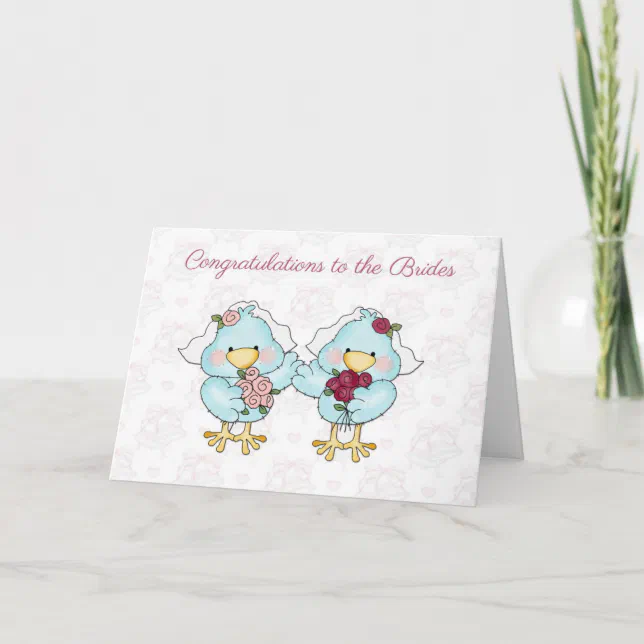 Cute Bride Birds Lesbian Wedding Congratulations Card Zazzle