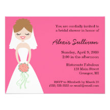 Cute Bride Bridal Shower Invitations
