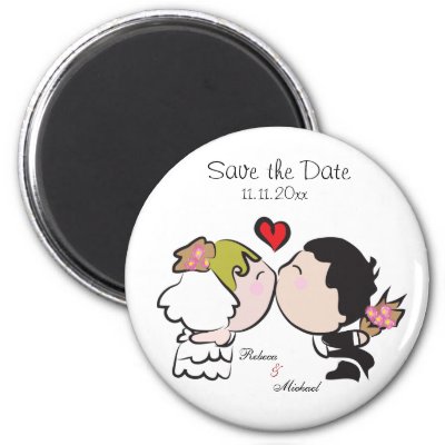 Cute Bride & Groom Save the Date Magnets