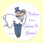 Cute Bride & Groom Thank You Stickers stickers