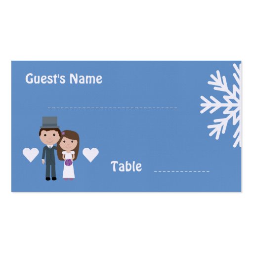 Cute Bride & Groom winter snowflake seating cards Business Card