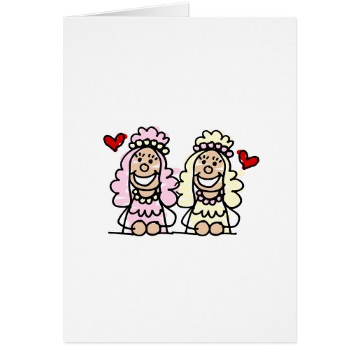 These cute little brides are all ready for their wedding in their matching gowns.  This great gift is perfect for anyone who is marrying their same sex partner, show everyone that you are in love and nothing will stop you from declaring your love.  Great to show everyone you were just married, or for use as wedding favors or invitations.