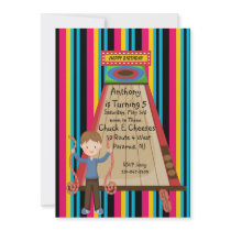 Cute, Bright, and Striped Boys Arcade Invitation