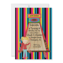 Cute, Bright, and Striped Girls Arcade Invitation