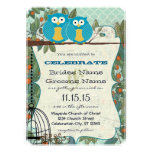 Cute Bright Aqua Owls Marry My Best Friend Wedding Personalized Invite