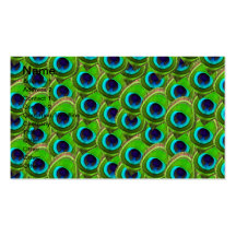Cute Bright Blue and Green Peacock Print Business Card Template