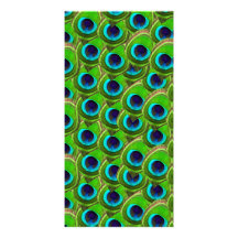 Cute Bright Blue and Green Peacock Print Photo Card Template
