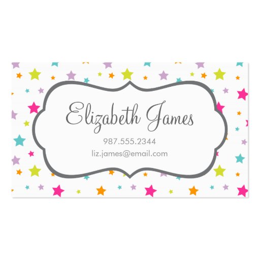 Cute Bright Colorful Stars Business Card Template