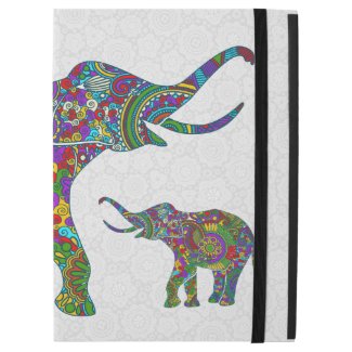 Cute Bright Colors Floral Elephant Illustration iPad Pro Case