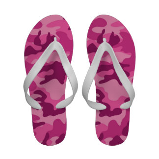Cute Bright Pink Camo, Camouflage Flip Flops
