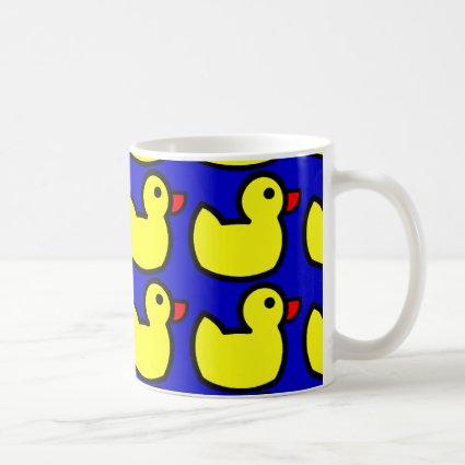 Cute Bright Yellow Rubber Ducky Pattern on Blue Coffee Mugs