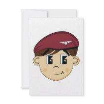 Cute British Red Beret RSVP Card Custom Invite