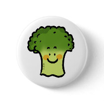 Cute broccoli pinback button