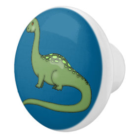 Cute Brontosaurus Dinosaur Illustration Ceramic Knob