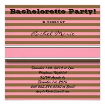 CUTE Brown and Pink Bachelorette Party Invitation