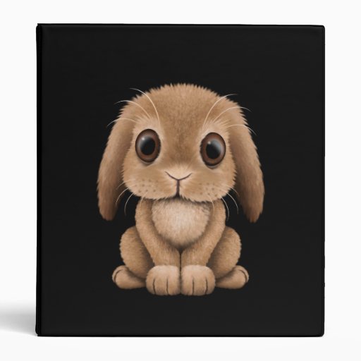 Cute Brown Baby Bunny Rabbit on Black Binder | Zazzle