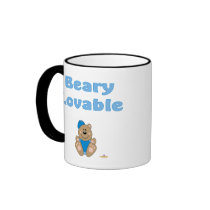Cute Brown Bear Blue Baseball Cap Beary Lovable mugs