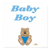 Cute Brown Bear Blue Bib Baby Boy posters
