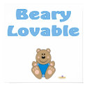 Cute Brown Bear Blue Bib Beary Lovable posters