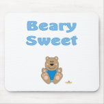 Cute Brown Bear Blue Bib Beary Sweet Mouse Pad